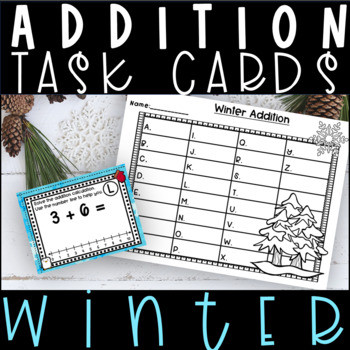Winter Math Addition with a Number Line Task Cards Kindergarten 1st ...
