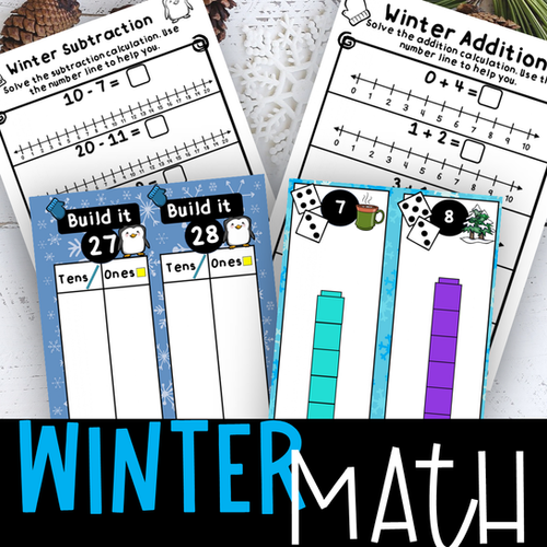Winter Math Bundle Addition Subtraction Place Value Counting | Crayon ...
