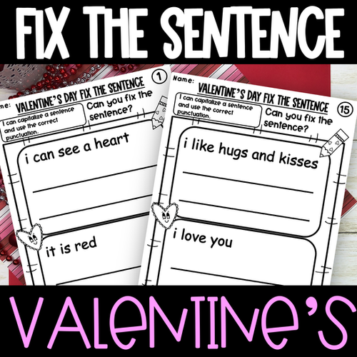 Valentine's Day Sentence Correction Worksheets | Crayon Lane Teach