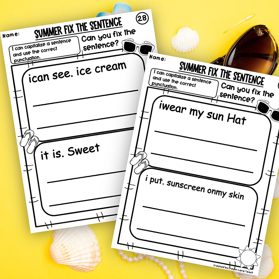 Thumbnail: Summer Sentence Correction Worksheets Fix the Sentence