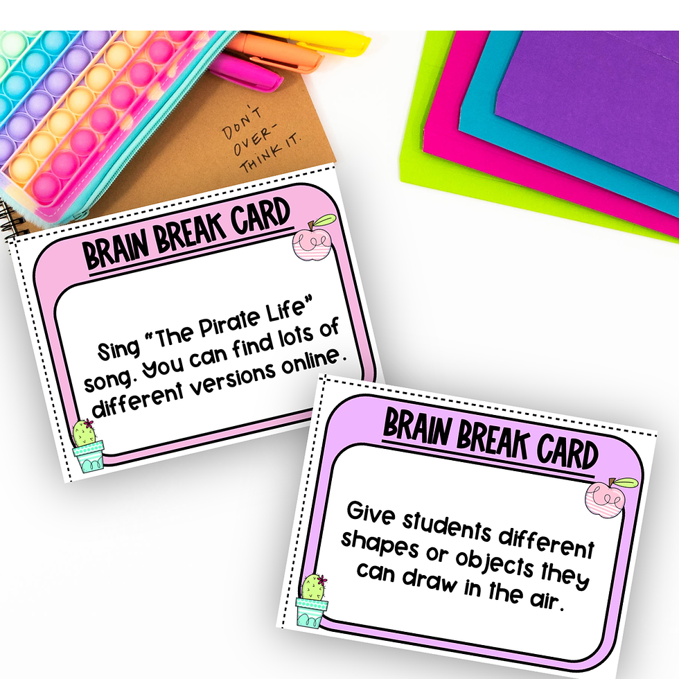 الصورة المصغرة: brain break activity card kindergarten