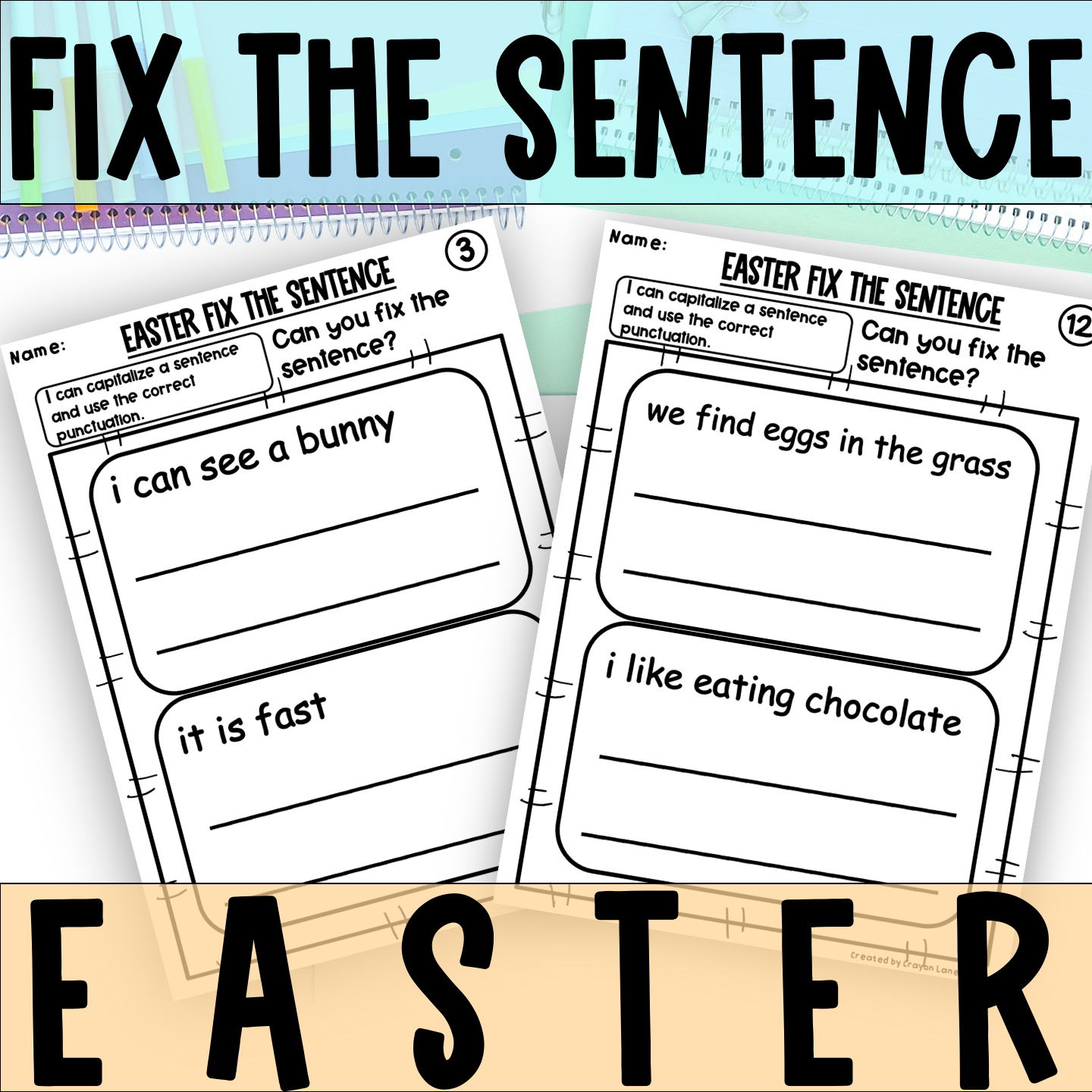 Easter Sentence Correction Worksheets Fix the Sentence