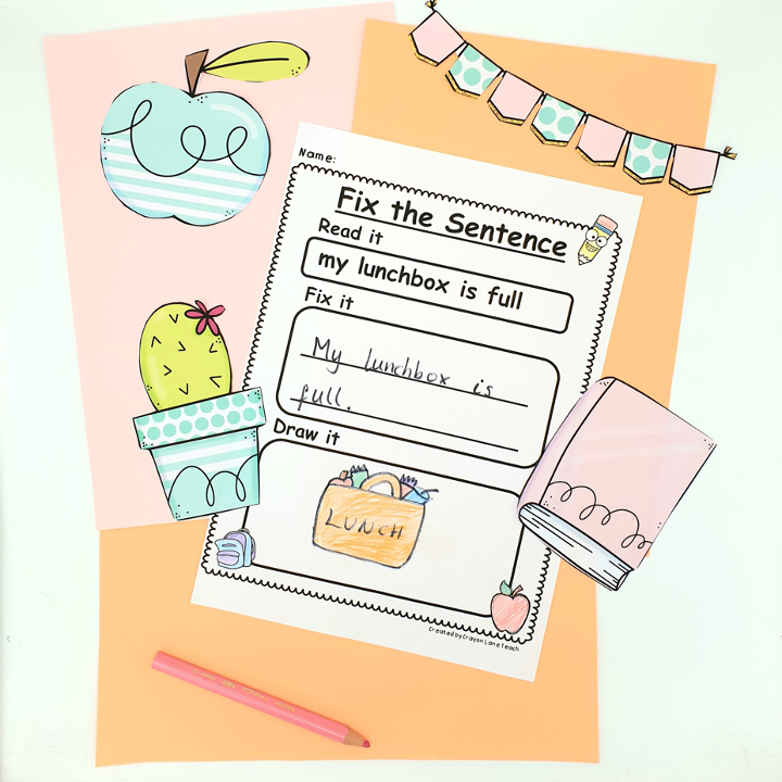 縮圖：Back to School fix the sentence worksheet
