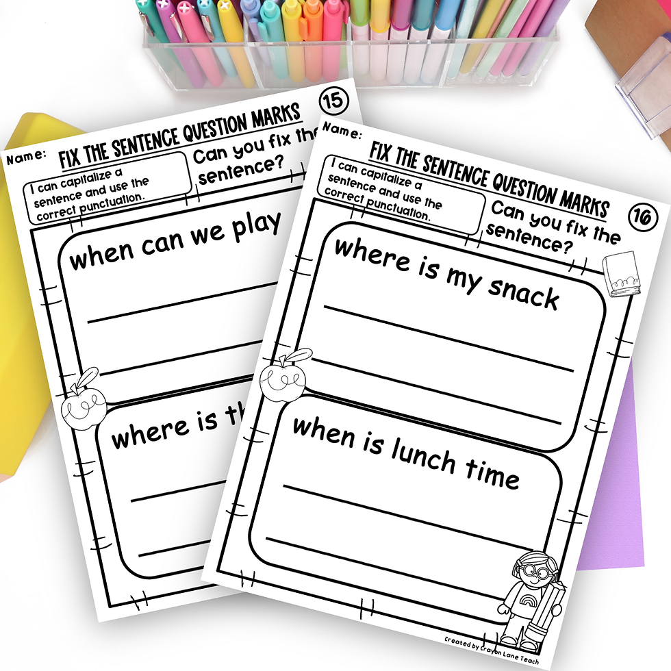 Thumbnail: Question Marks Sentence Correction Worksheets Fix the Sentence