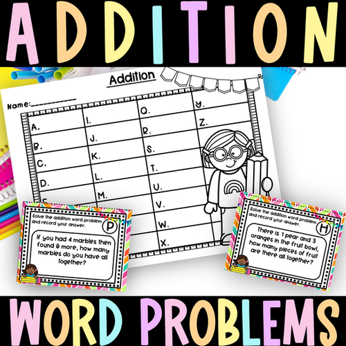 Addition Word Problems Task Cards | Crayon Lane Teach