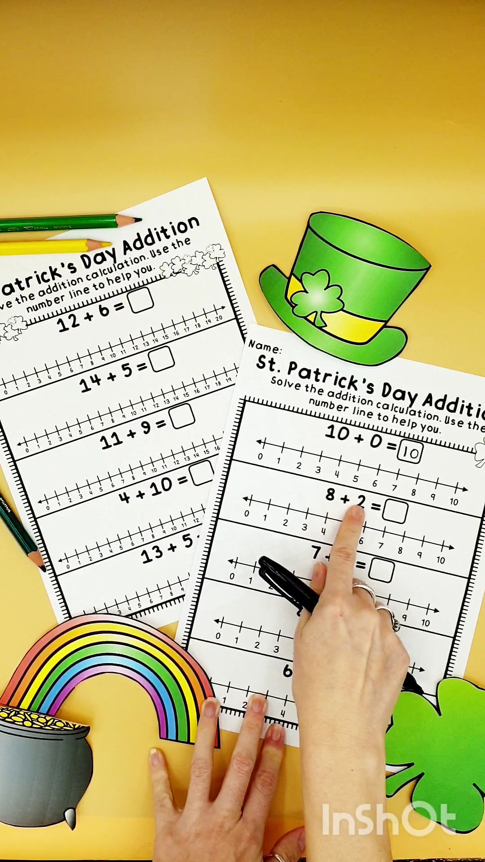 Thumbnail: St. Patrick's Day Addition Number Line Worksheets