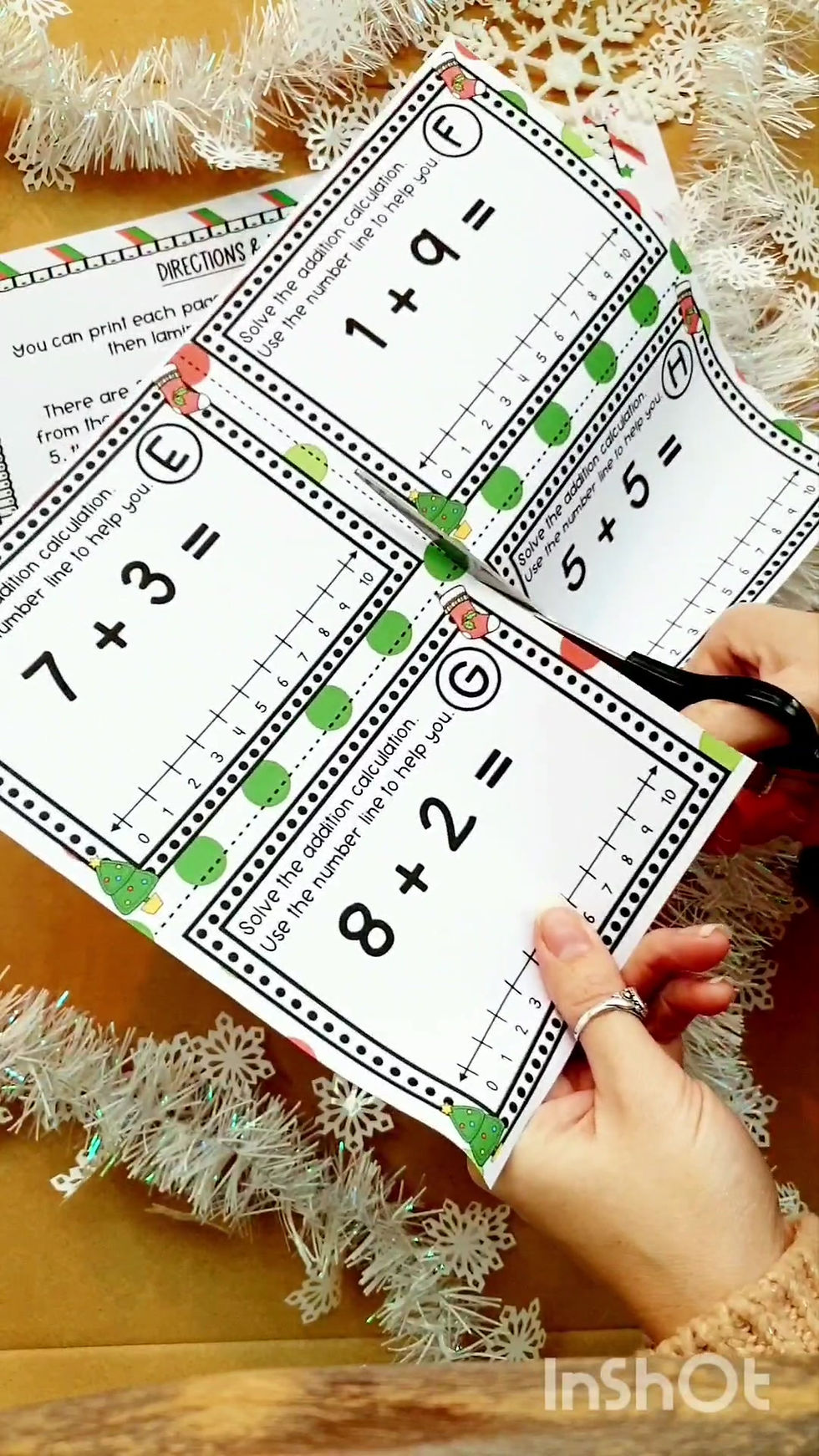Thumbnail: Christmas Addition Number Line Worksheets Task Cards