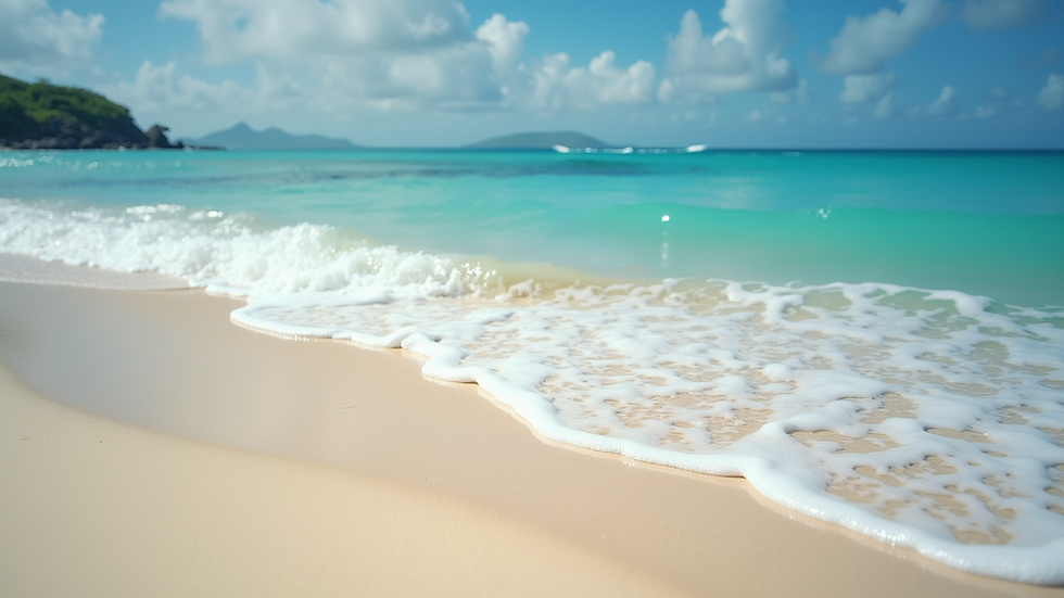 Close-up view of a calm beach with gentle waves on the west coast of Mauritius