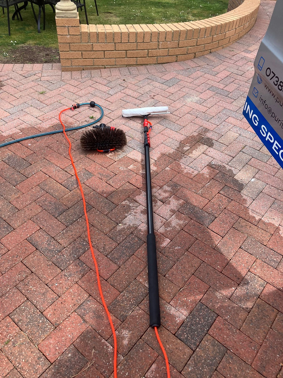Thumbnail: 6.5m Telescopic Water Fed Pole for window cleaning up to 3 storeys with squeegee attachment.
