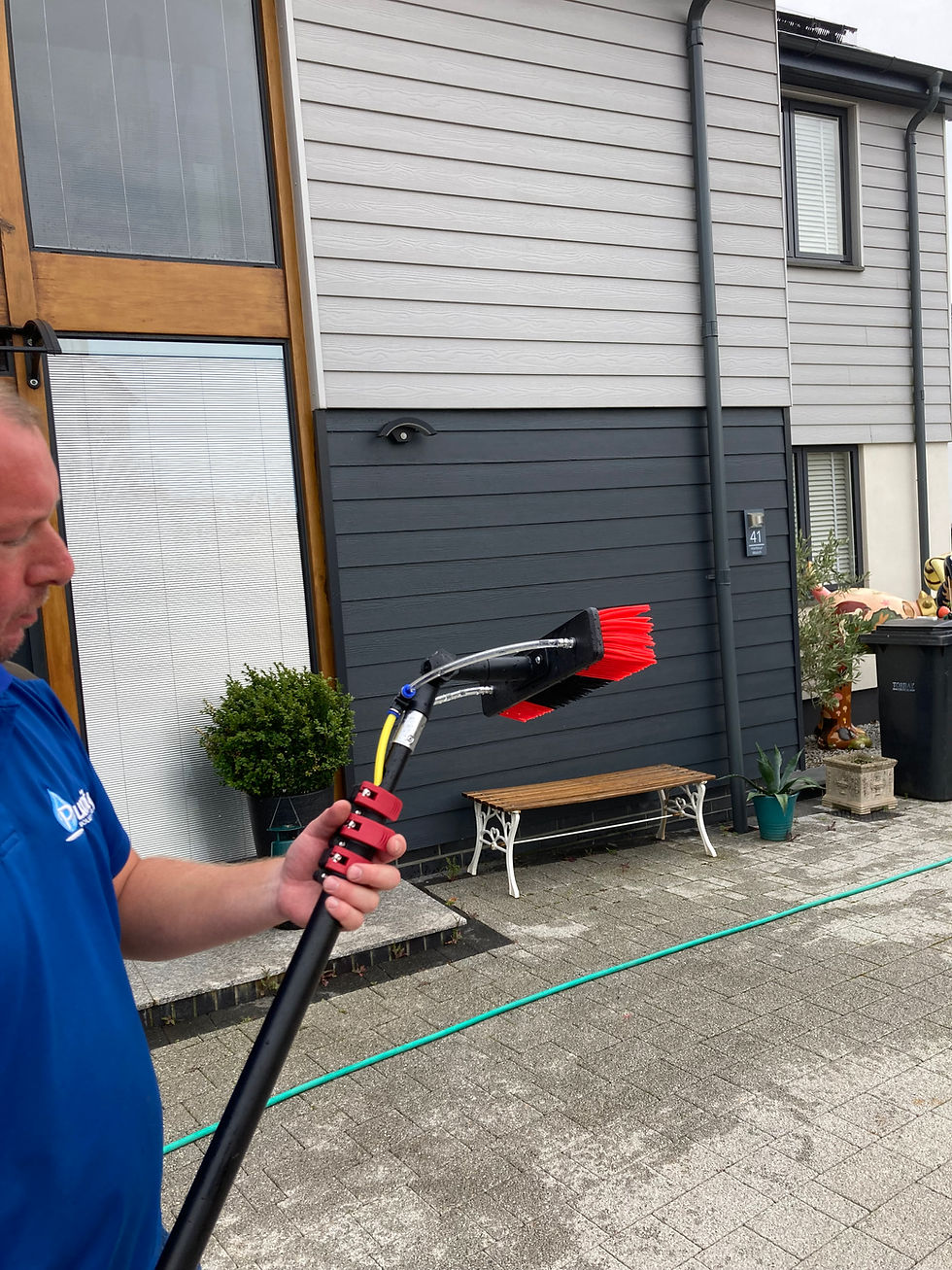 Thumbnail: Home Window Cleaning Kit: 18ft Telescopic Water Fed Pole and Portable Purified Water System