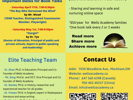 Book Talks: The Boy Who Harnessed the Wind (By Mr. Wood), Stargirl (By Dr.Tye)