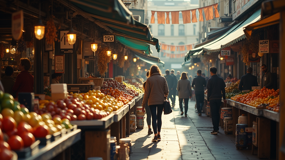 High angle view of a busy Australian marketplace