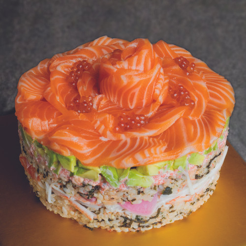 Mentaiko Salmon Avocado Sushi Cake Tora Tora Tora