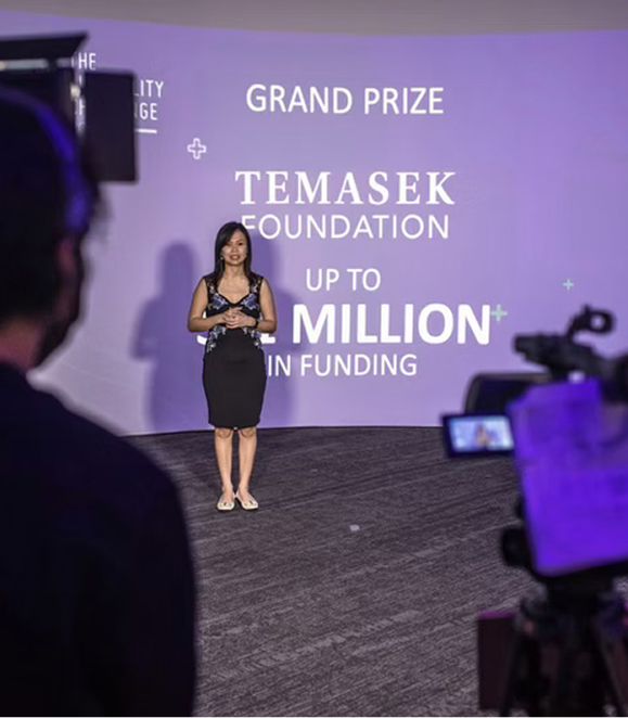 Grand prize presentation on screen at a virtual event