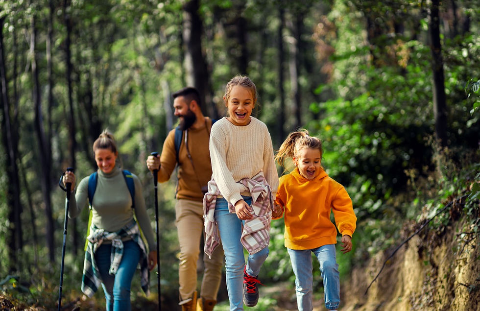 Family hiking together in nature