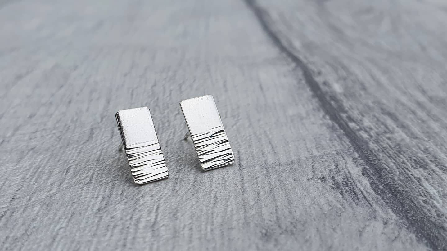 Sterling silver rectangle studs