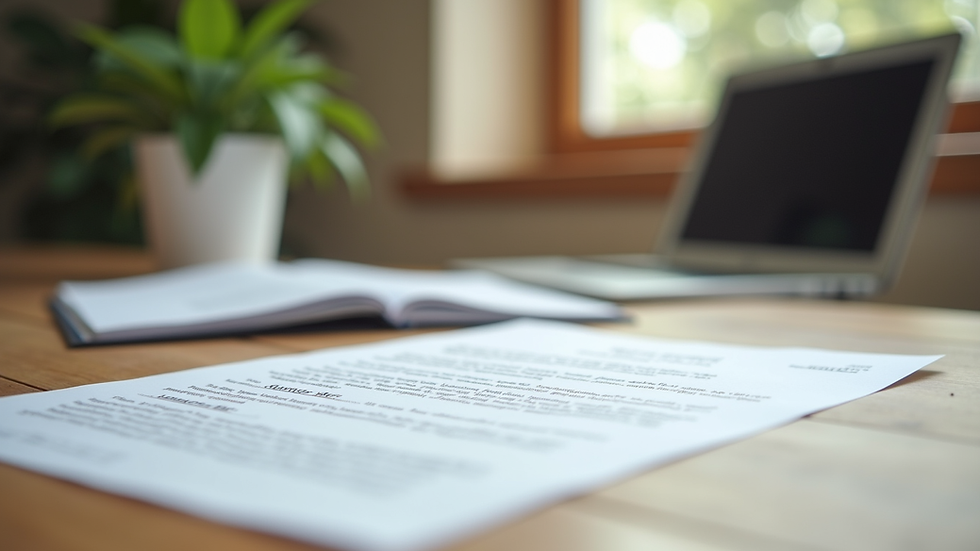 Close-up view of mediation agreement documents on a wooden table