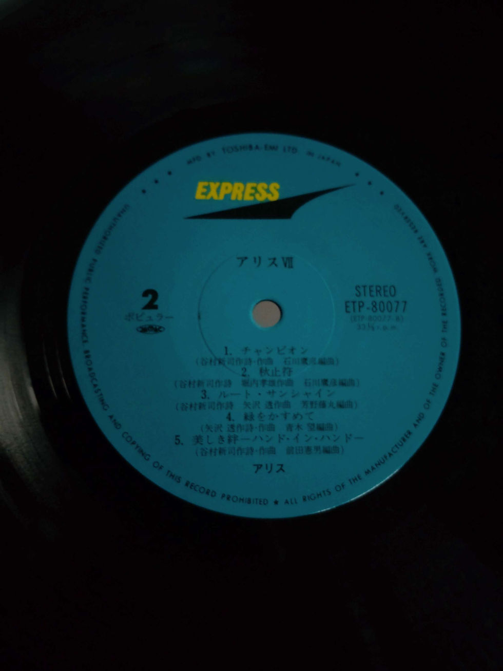 Thumbnail: アリス ALICE Ⅶ 谷村新司 堀内孝雄 矢沢透 1979 (LP)