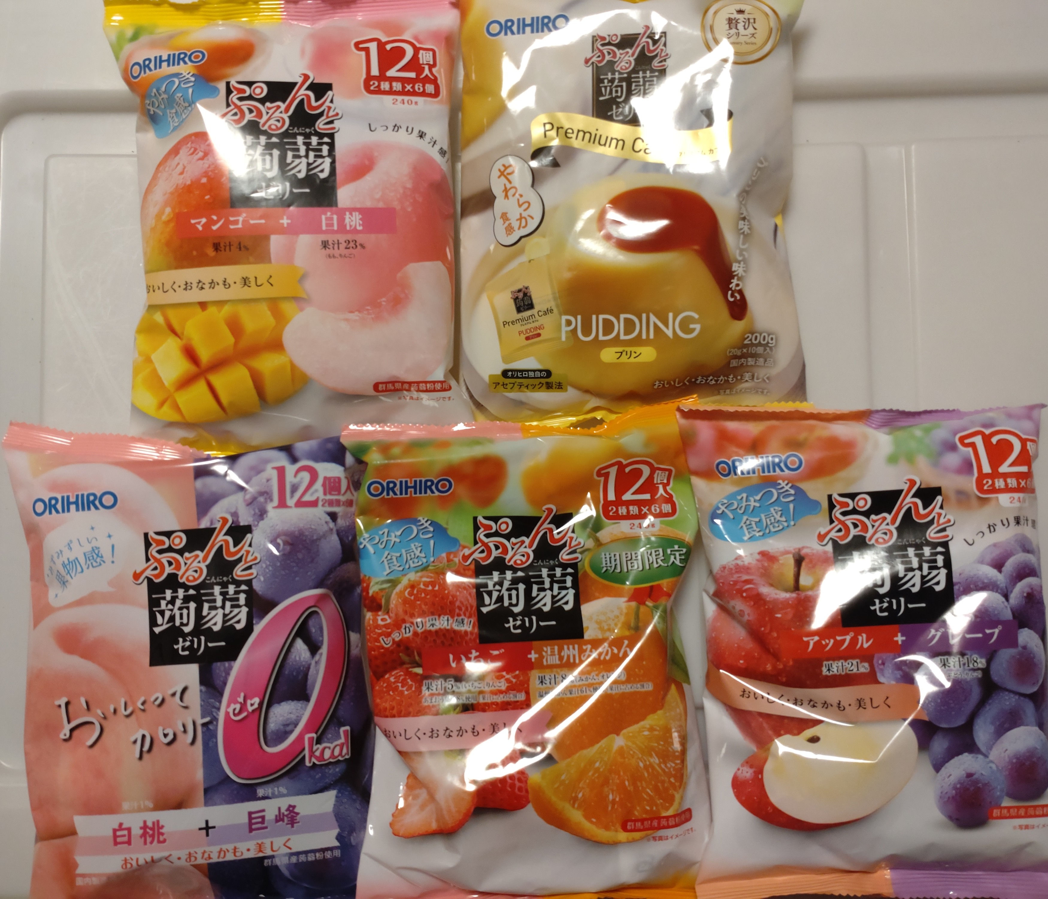 Orihiro Purunto Konnyaku Jelly 5 packs with different flavours