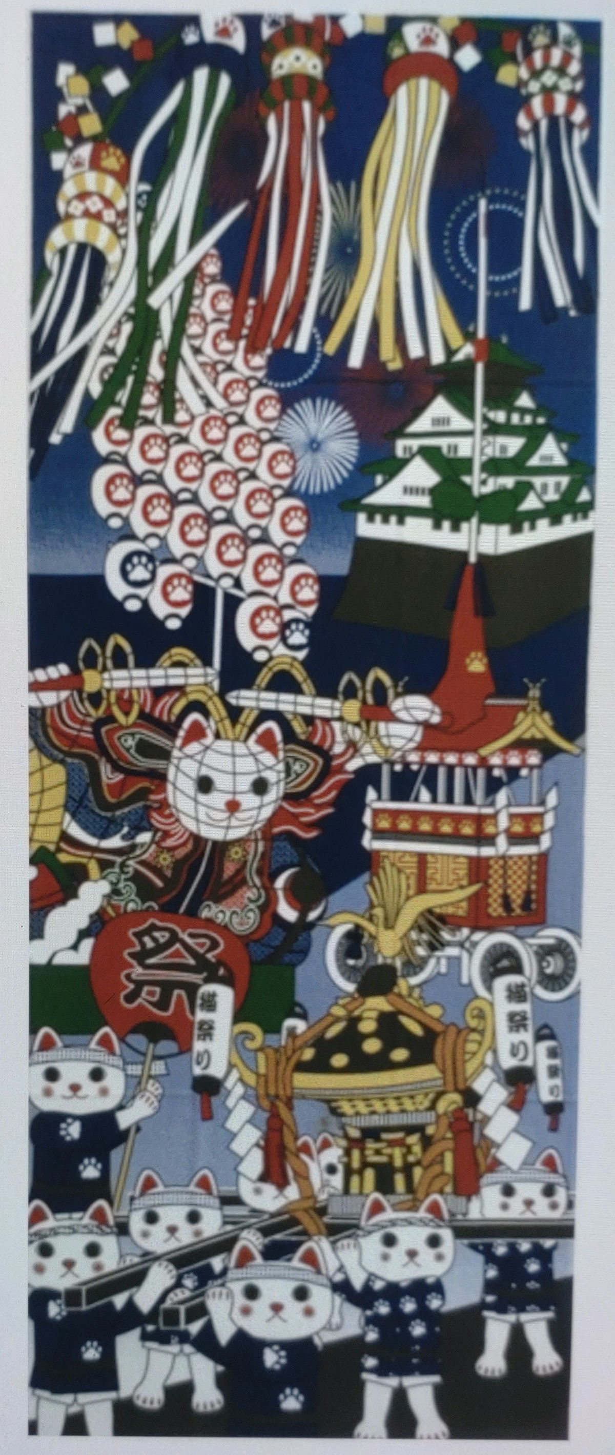 招財貓 祭典 - 日本手拭巾