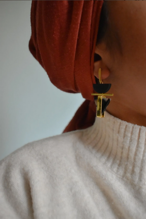 Thumbnail: TRIANGLE BLACK EARRINGS