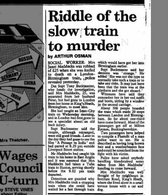 Curiosity Crime and Cocktail Time, Janey Maddocks, Railway Murder, Woman Murder on Train, Body on Train Tracks