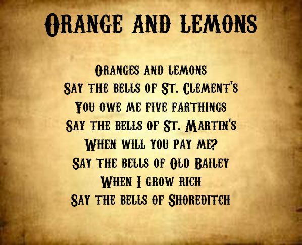 Curiosity crime and cocktail time, nursery rhymes, nursery rhyme origins, dark nursery rhymes, orange and lemons
