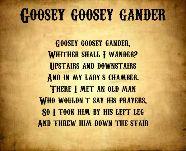 Curiosity crime and cocktail time, nursery rhymes, nursery rhyme origins, dark nursery rhymes, goosey goosey gander