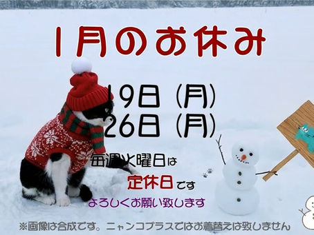 1月のお休みです💤