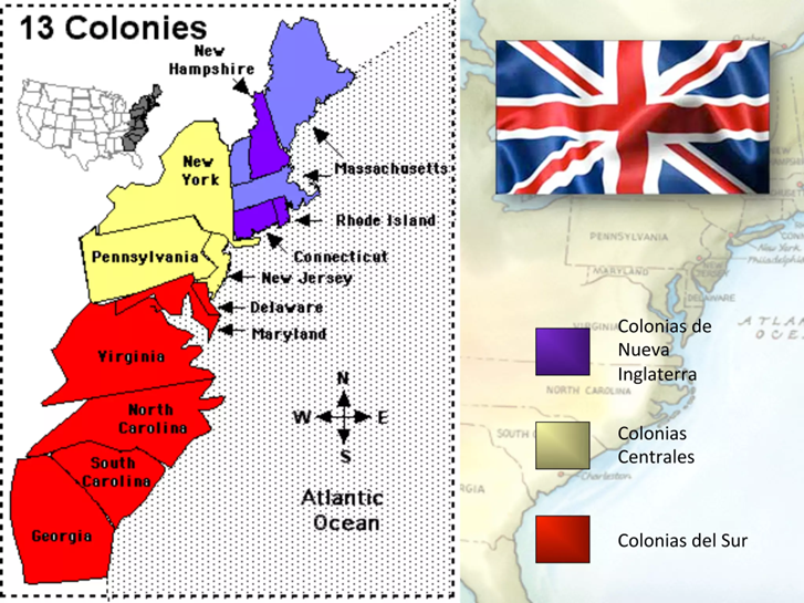 Las 13 colonias inglesas de Norteamérica. (Photo by: Universidad de Turabo, Columbia Central Univesity)