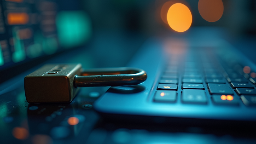 Close-up view of a security lock on a digital device