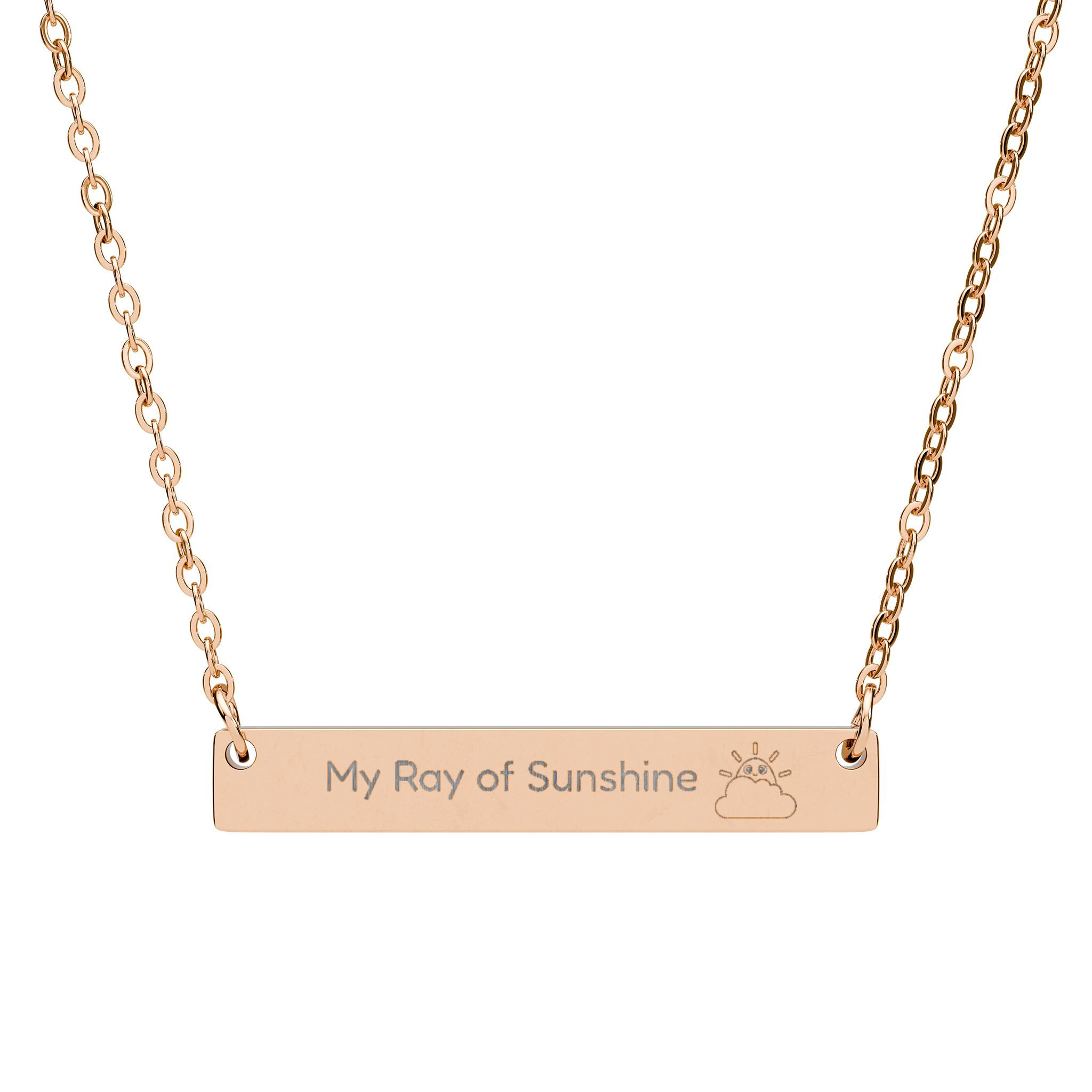 Engraved Horizontal Bar Necklace — "My Ray of Sunshine" Personalized Pendant