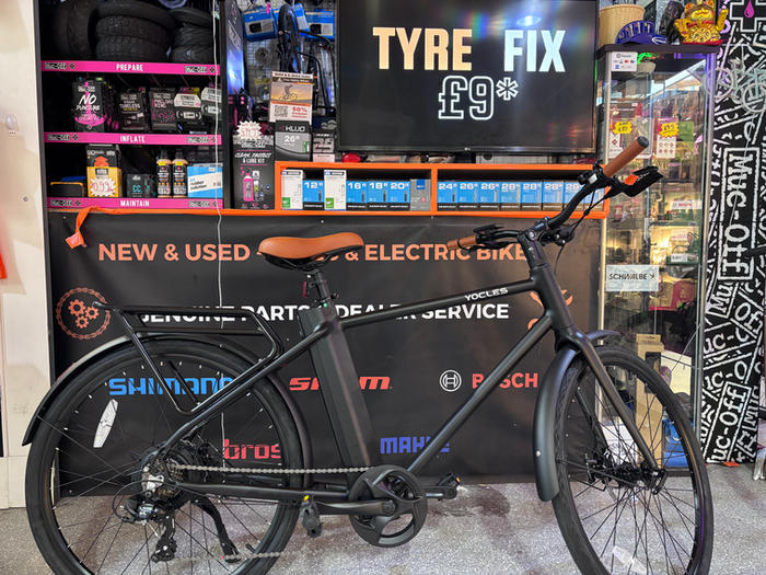 A step-through bike on display in the Fox Valley Bikes shop