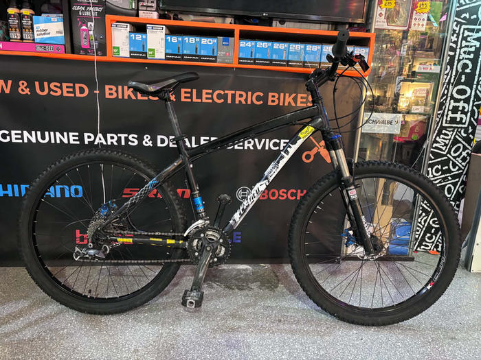 A refurbished mountain bike in the Fox Valley Bikes shop