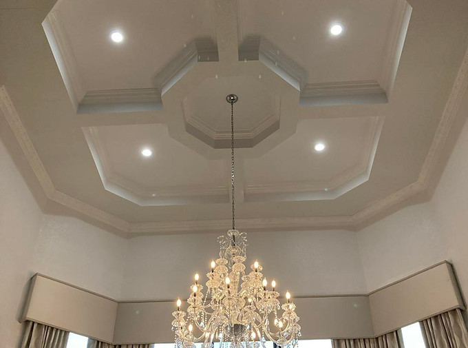 Luxury high ceiling painting with custom architectural details in Palm Beach, FL. Premium residential painting by All Florida Colors Painting.