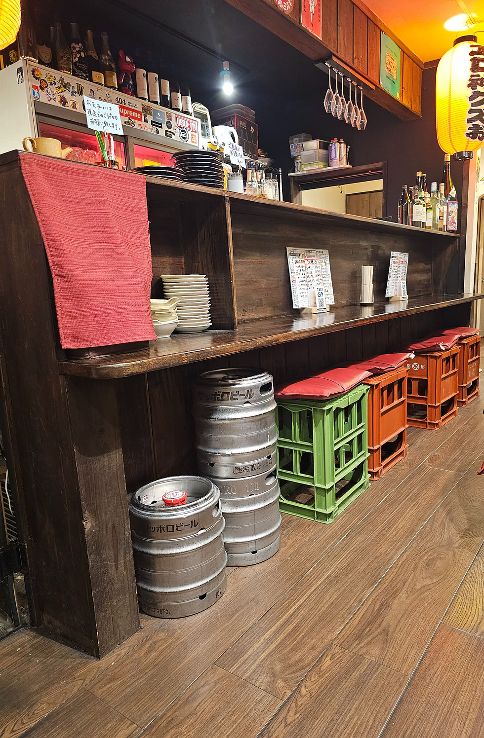 The chairs were crates with cushions.