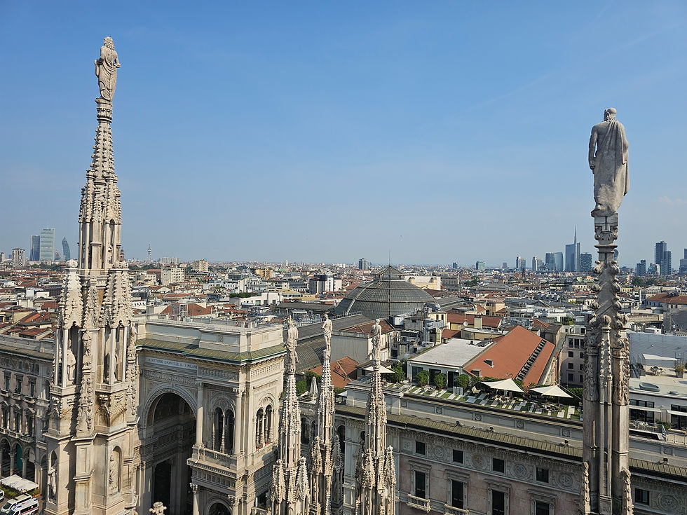 The view of Milan from the roof top of the Duomo di Milano.