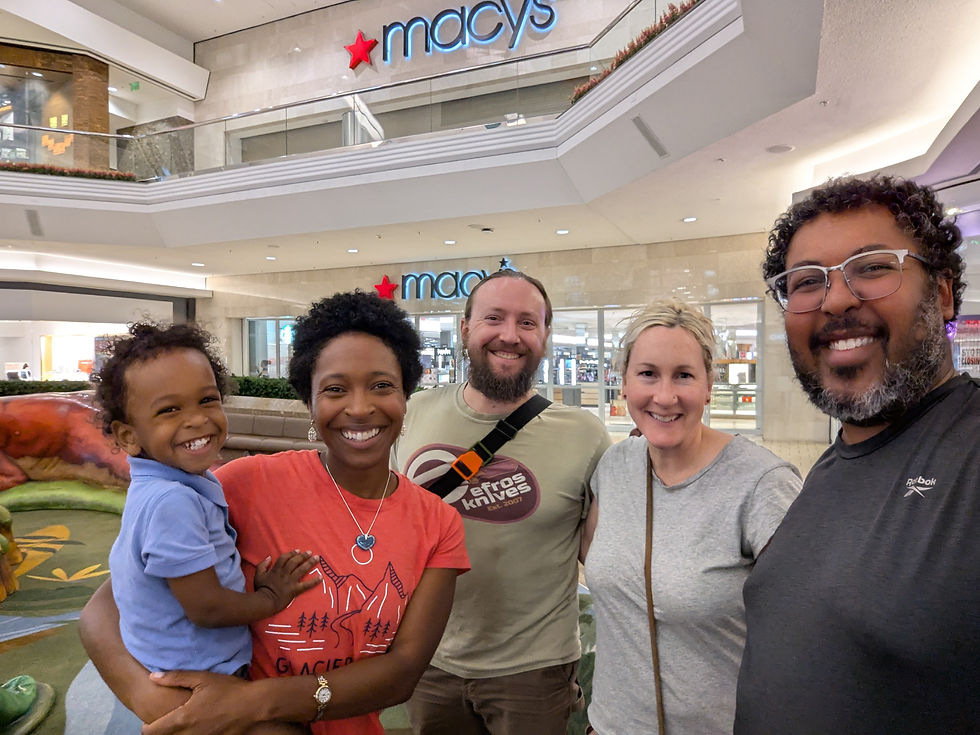 Closing down the mall with our new friends.