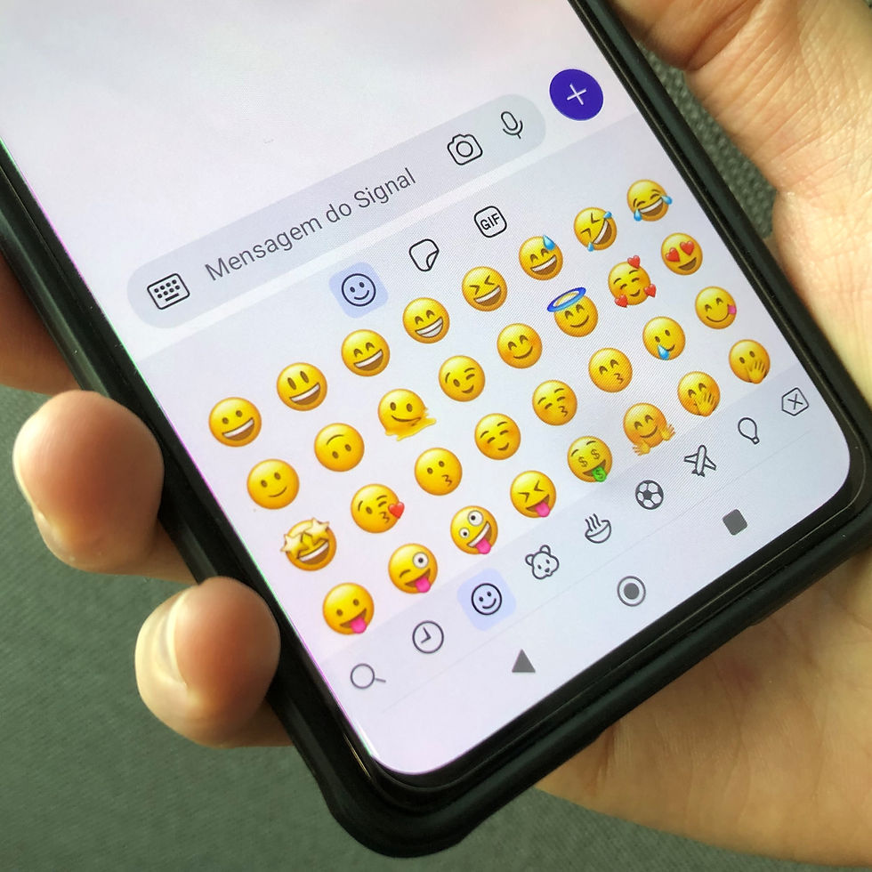 Picture of a smartphone with the list of emoji.