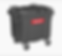 A digital image of a black Sulo 1100 litre four wheeled plastic skip bin