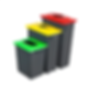 Three sizes of multisort bins, 40 litre, 60 litre and 90 litre