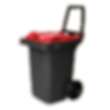60 litre black extension handle wheelie bin, with a red lid