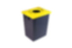 40 litre multisort bin, grey body and a yellow recycling lid, round hole