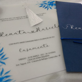 Convite de Casamento Floral Translúcido