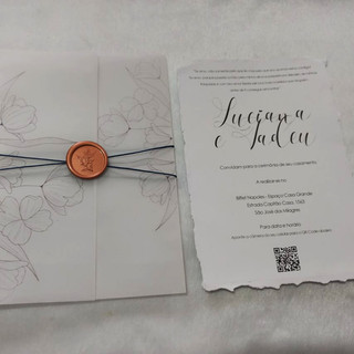 Convite de Casamento com borda irregular e QR Code