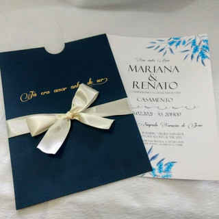 Convite de Casamento Floral em Azul