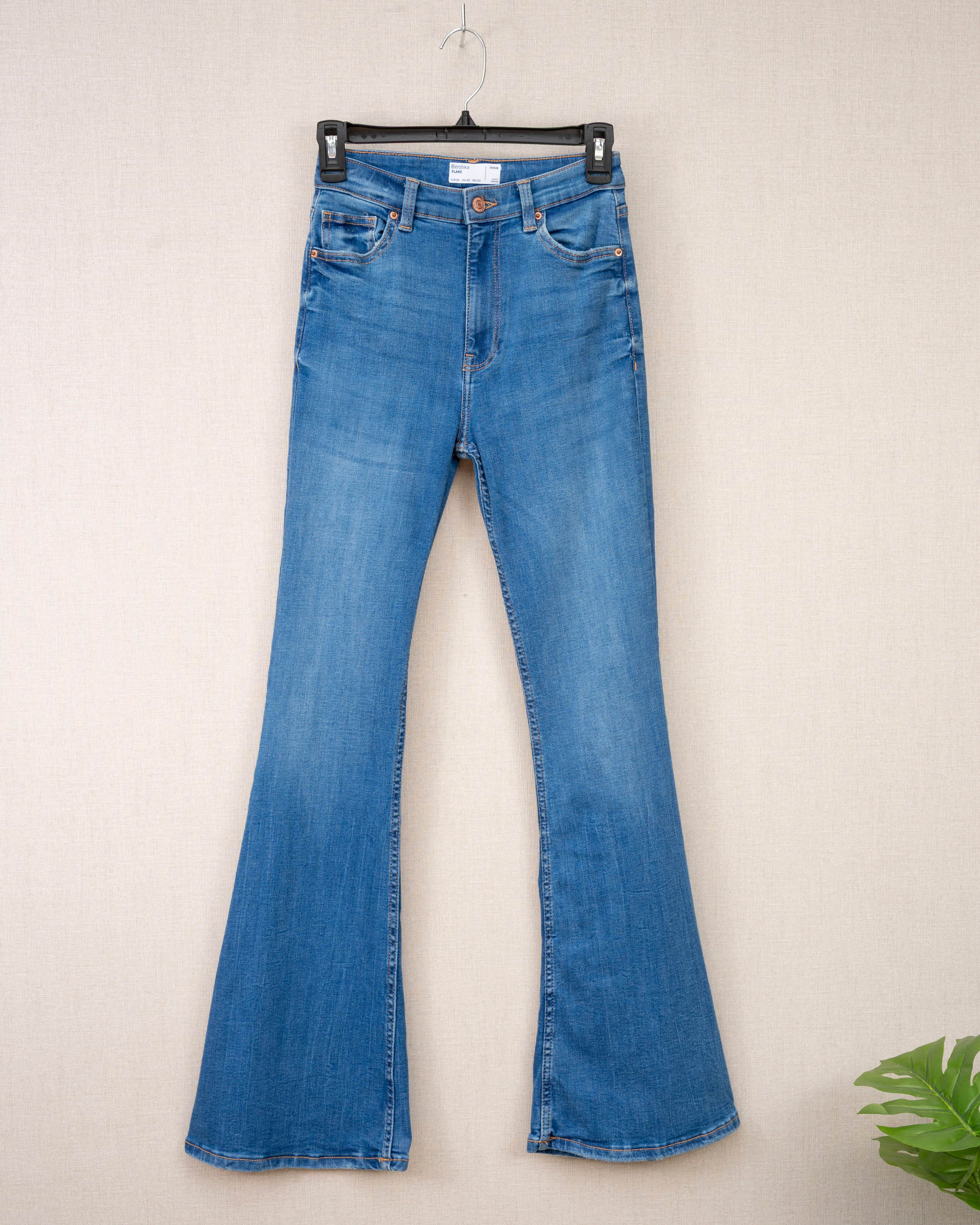 BLUE HIGH WAIST FLARE DENIM JEANS