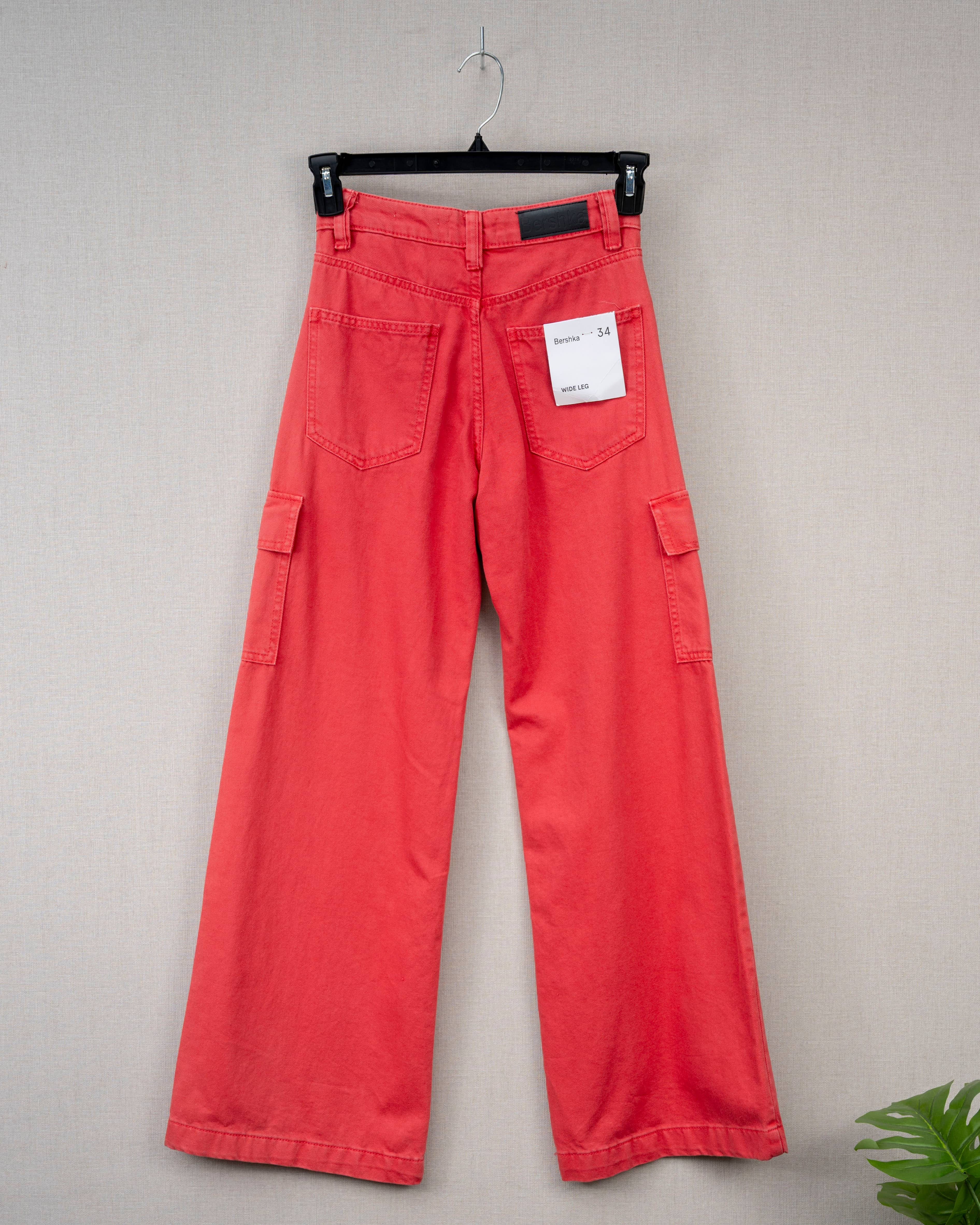 WIDE-LEG CARGO JEANS IN DUSTY PINK