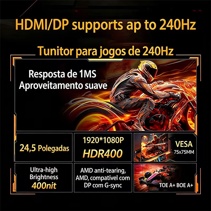 Miniatura: 24.5 Inch 240Hz Gaming Monitor 1920×1080P 120%sRGB HDR400 IPS Screen FHD 400Nit