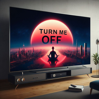 wide screen tv with text turn me off